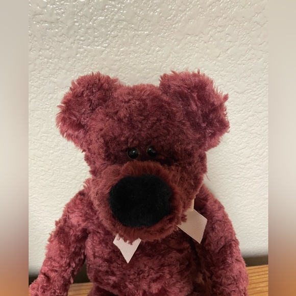 Animal Adventure Unique Maroon colored teddy bear light Orange Bow 15” - Picture 5 of 7